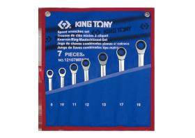 KING TONY 12107MRN01 - JUEGO LLAVES COMBINADAS CON CARRACA 8-10-11-12-13-17-19MM -