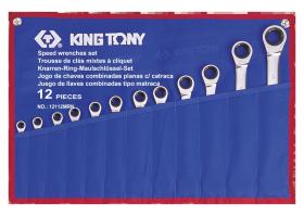 KING TONY 12112MRN - ESTUCHE DE LLAVES COMBINADAS CON CARRACA 8-24MM - 12 PZAS
