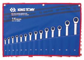 KING TONY 12114MRN - ESTUCHE DE LLAVES COMBINADAS CON CARRACA 8-24MM - 14 PZAS