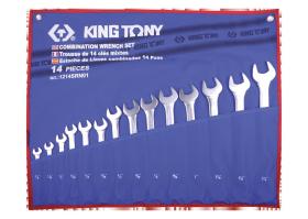 KING TONY 1214SRN01 - ESTUCHE DE LLAVES COMBINADAS EN PULGADAS  - 14 PZAS