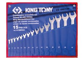 KING TONY 1215MRN02 - ESTUCHE DE LLAVES COMBINADAS EN MéTRICO -15 PIEZAS