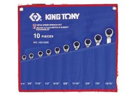 KING TONY 12210SR - ESTUCHE LLAVES COMBINADAS CON CARRACA REVERSIBLES - 10 PZAS