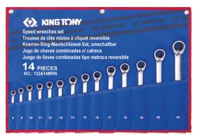 KING TONY 122A14MRN - ESTUCHE LLAVES COMBINADAS CON CARRACA REVERSIBLES - 14 PZAS