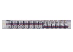 KING TONY 3013SR - JUEGO VASOS 3/8' BI-HEXAGONALES SOBRE RAIL - 13 PZAS