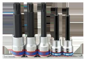 KING TONY 3105PR - JUEGO DE VASOS 3/8' Y 1/2' RIBE M7-M13 SOBRE RAIL - 5PZAS