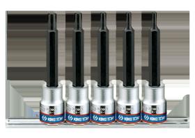 KING TONY 3105PR01 - JUEGO DE 5 VASOS 3/8' RIBE M5-M10 L:90MM