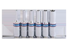 KING TONY 3116PR - JUEGO DE VASOS 3/8' TORX SOBRE RAIL - 6PZAS