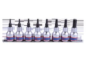 KING TONY 3118PR - JUEGO DE VASOS CON PUNTA TORX 3/8' EN RAíL - 8 PIEZAS