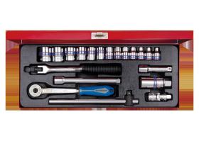 KING TONY 3520MR03 - CAJA VASOS 3/8' HEXAGONALES 6-22MM - 20PZAS