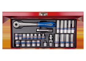 KING TONY 3527MR01 - CAJA VASOS 3/8' - 26PZAS