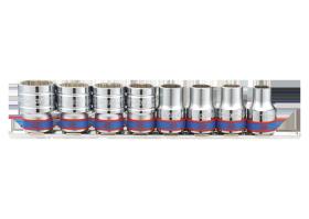 KING TONY 4010MR - JUEGO DE VASOS 1/2' BI-HEXAGONALES 10-22MM SOBRE RAIL