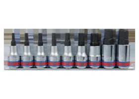 KING TONY 4110SR10 - JUEGO VASOS 1/2' CON PUNTA HEXAGONAL SOBRE RAIL EN PULGADAS