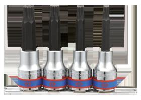 KING TONY 4136PR - JUEGO DE VASOS LARGOS 1/2' XZN M6-M12 SOBRE RAIL - 4PZAS