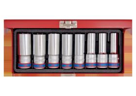 KING TONY 4308MR - CAJA DE VASOS LARGOS 1/2' - 8PZAS
