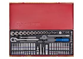 KING TONY 5092CR - COFRE DE VASOS 1/4' Y 3/8' BI-HEX - 91 PZAS