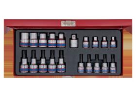 KING TONY 7120PR01 - COFRE VASOS Y VASOS CON PUNTA 3/8' Y 1/2' TORX TAMPER - 20