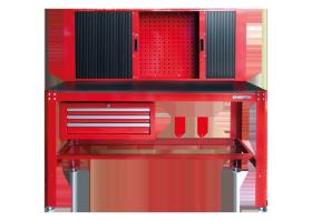 KING TONY 87512 - MESA DE TALLER CON ARMARIO DE PUERTAS CORREDERAS Y CAJONES