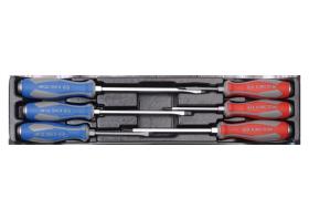 KING TONY 930206MR - TERMOFORMADO 6 DESTORNILLADORES CUCHILLA PASANTE RANURADOS Y