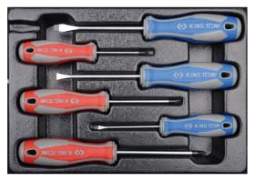 KING TONY 931106MR - TERMOFORMADO DE 6 DESTORNILLADORES PH0X60-1X80-2X100 PLANOS