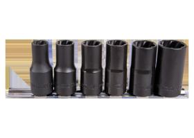KING TONY 9TD036MR - JUEGO DE 6 VASOS HELICOIDALES 1/2' : 10-12-13-14-17-19MM