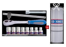 KING TONY P4311MR04 - JUEGO DE VASOS 1/2' CON ACCESORIOS - 11 PIEZAS